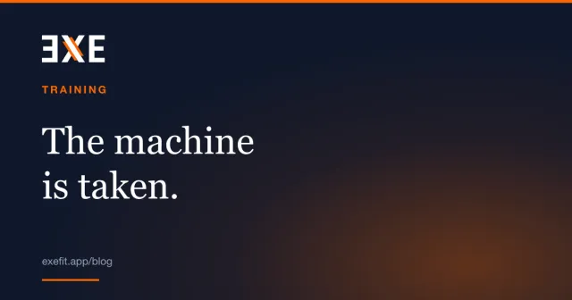 EXE cover, Training section: “The machine is taken.”