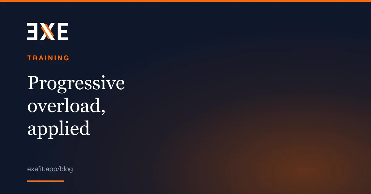 EXE cover, Training section: “Progressive overload, applied”